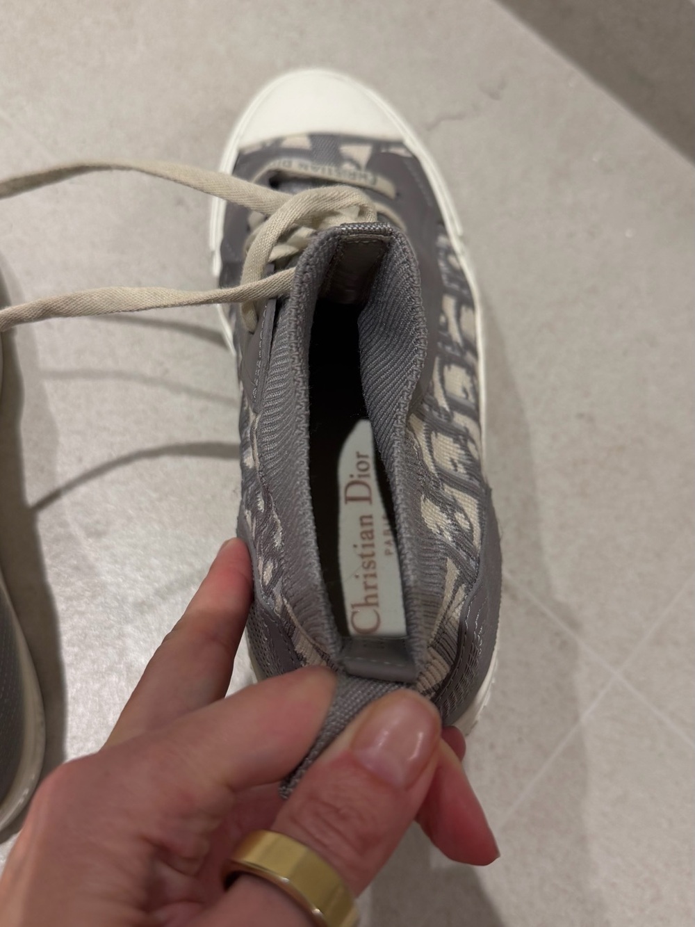 Dior Gray and White High-Top Sneakers - Picture 5 of 5